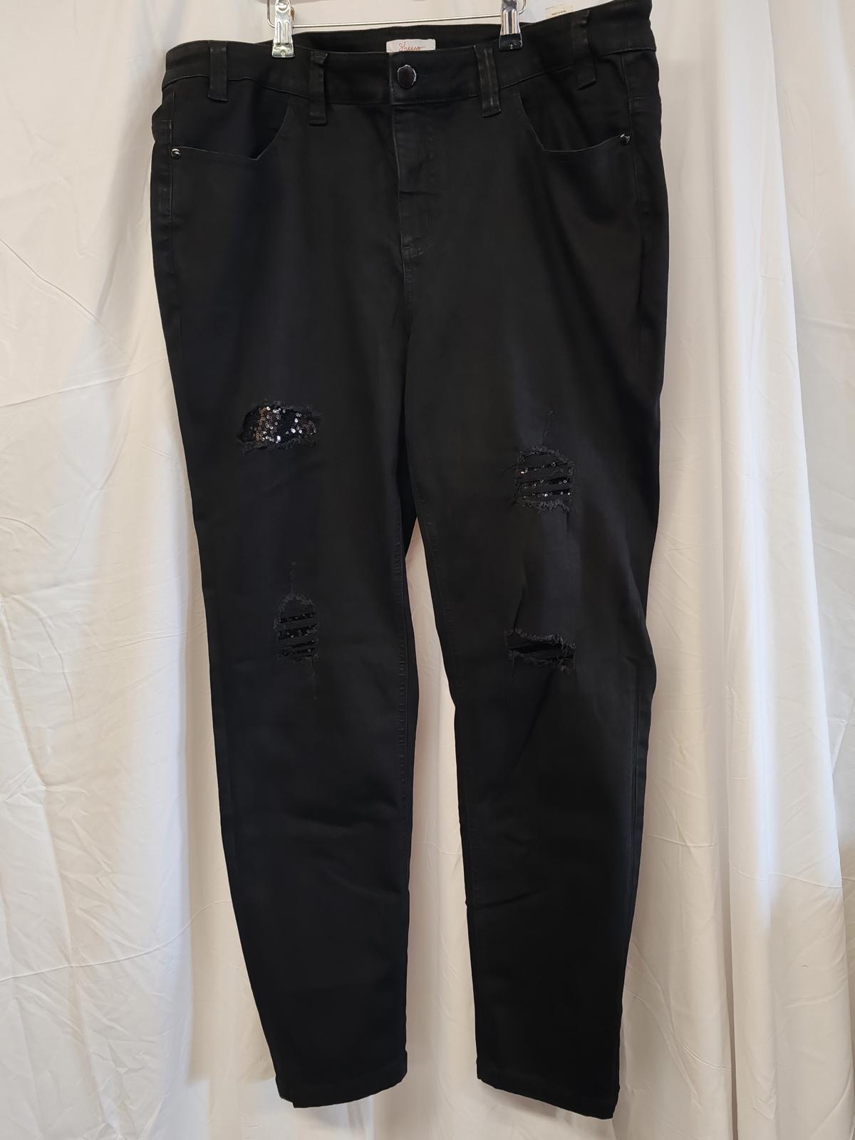 Sheego | UK 22 | Black Rip Jeans | Cotton