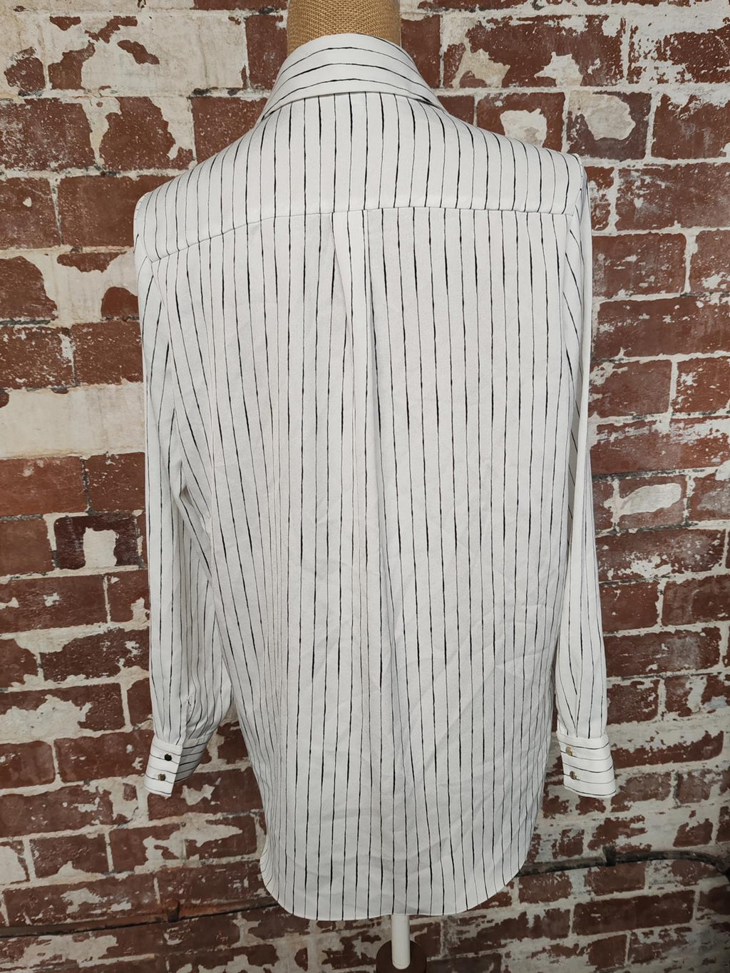 River Island | UK 10 | White Pinstripe Shirt | Polyester
