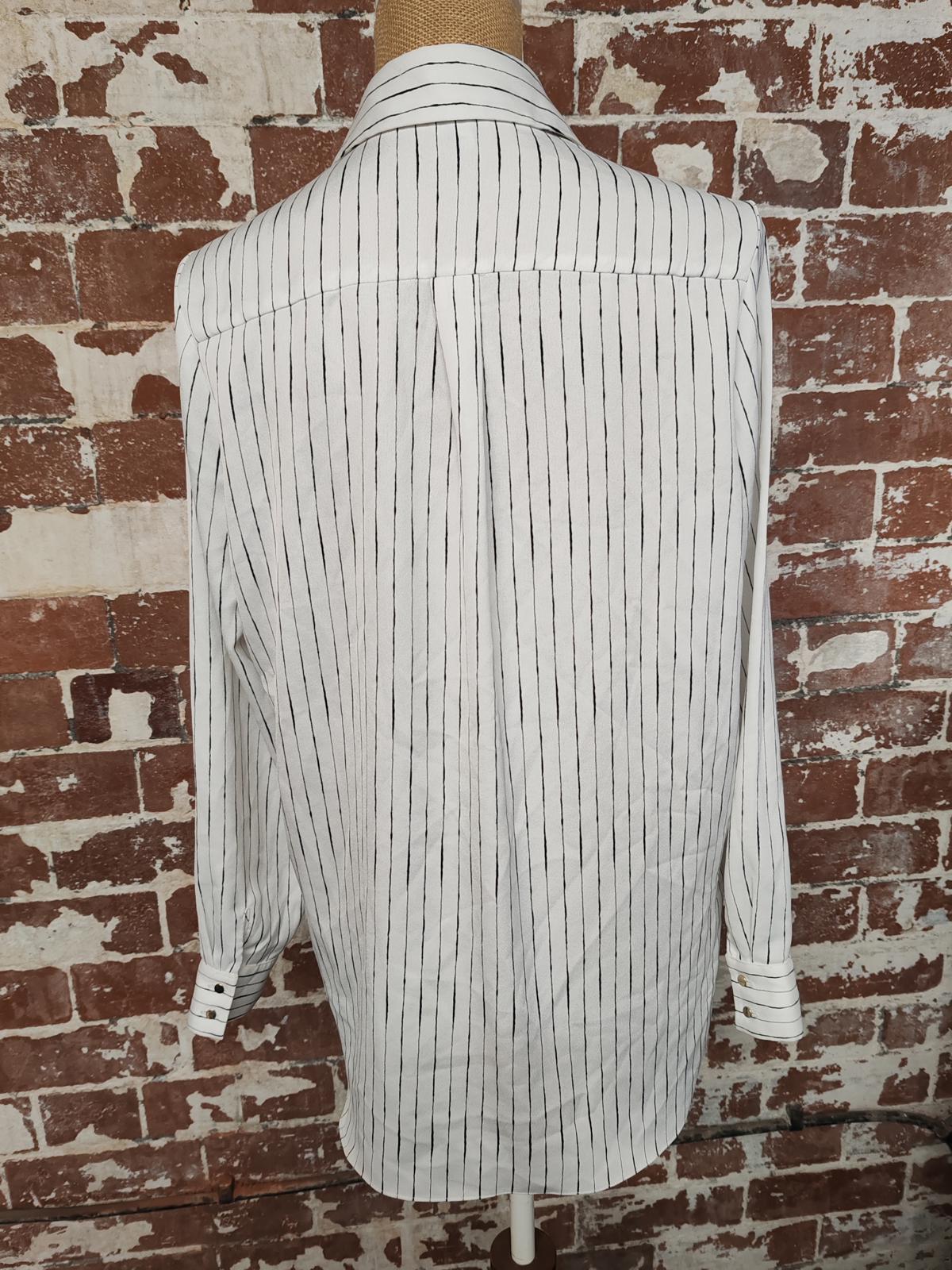River Island | UK 10 | White Pinstripe Shirt | Polyester