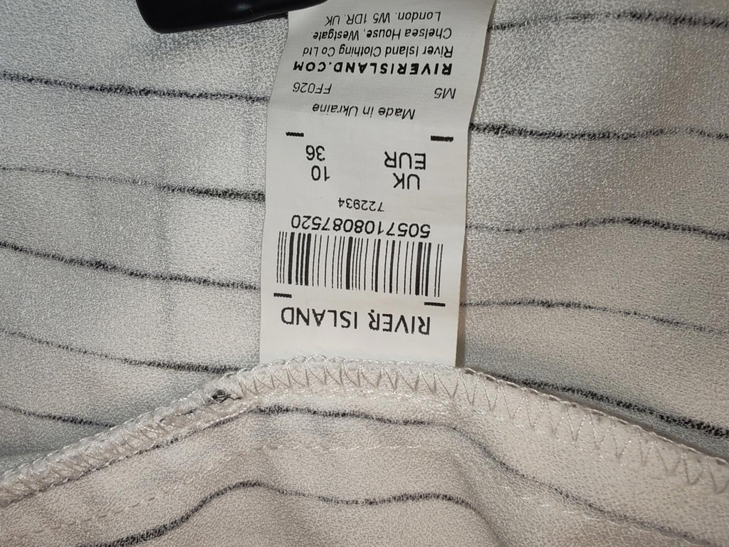 River Island | UK 10 | White Pinstripe Shirt | Polyester