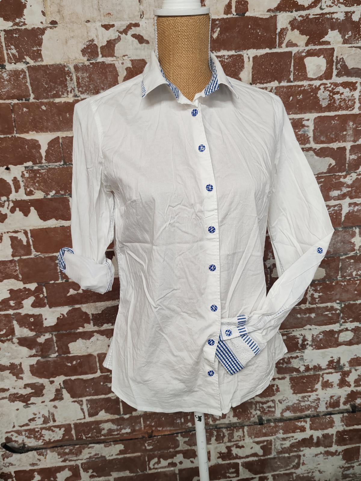 Bariloche | UK 10 | White & Blue Shirt | Mixed materials
