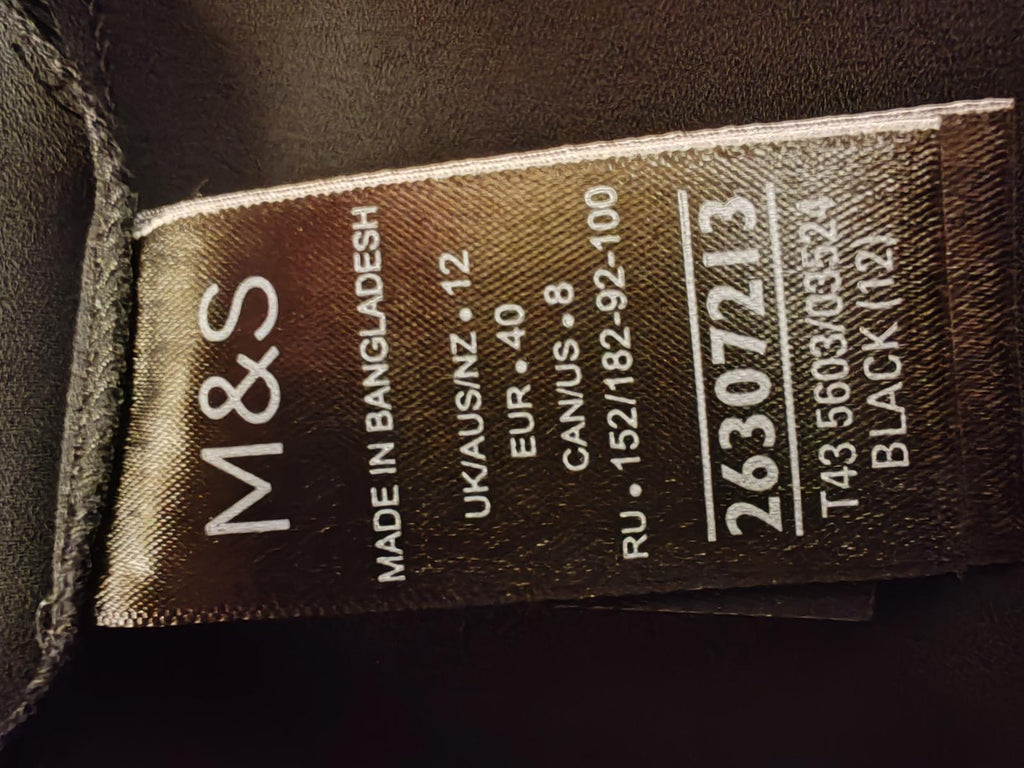 M&S | UK 12 | Black Shirt | Polyester
