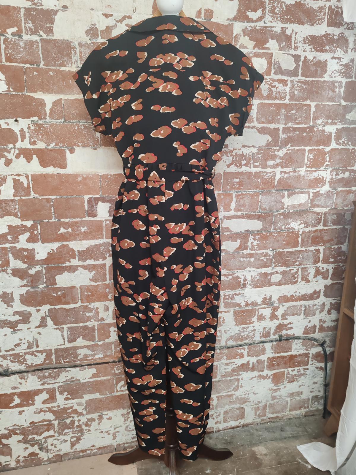 New Look | UK 10 | Black Jumpsuit with Animal Pattern | Polyester