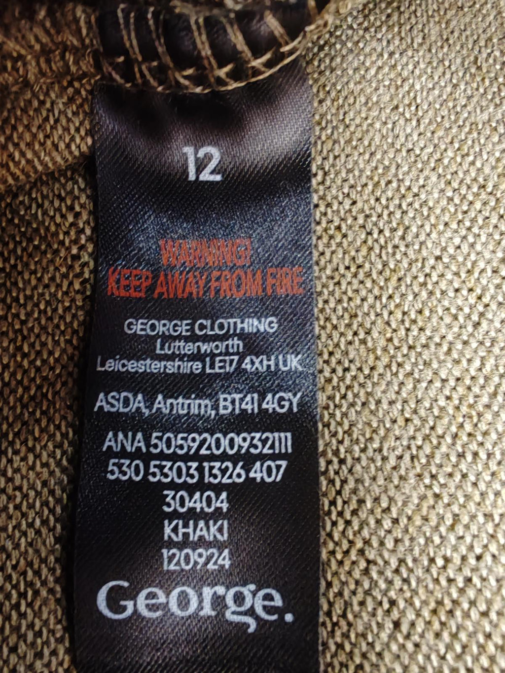 George | UK 12 | Khaki Dress | Polyester