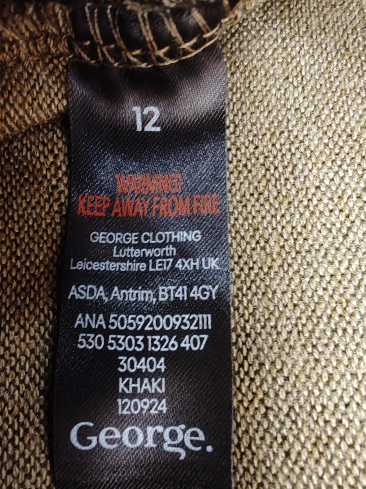 George | UK 12 | Khaki Dress | Polyester