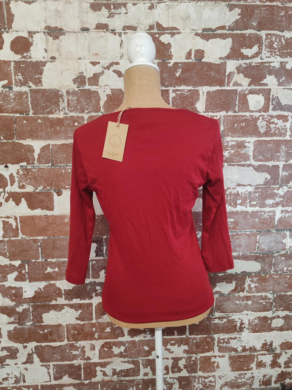 Cotton Traders | UK 10 | Red 3/4 Sleeve Tshirt | Cotton