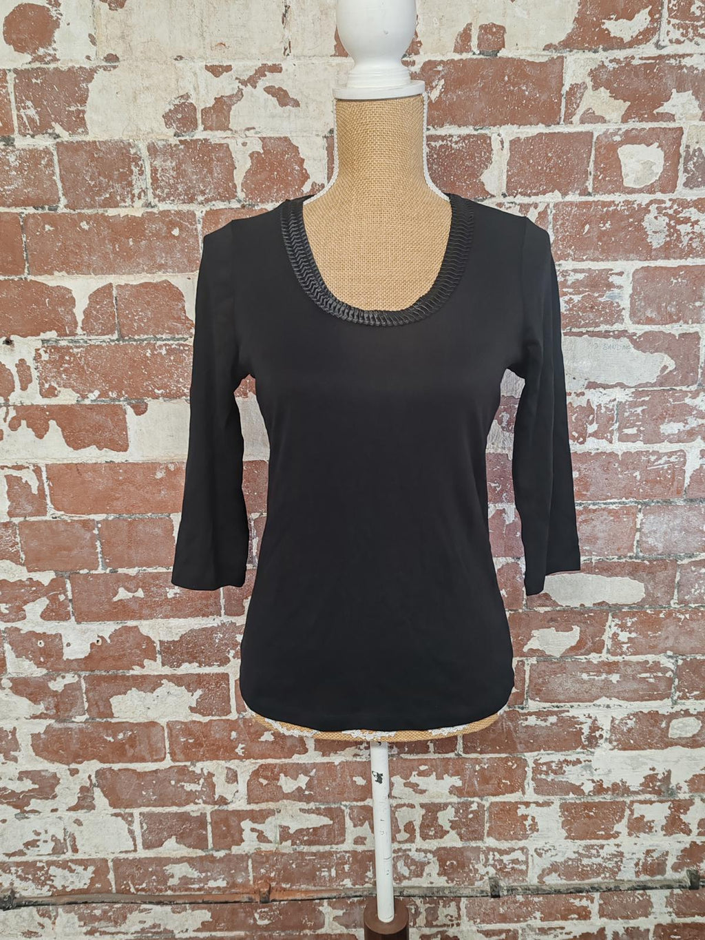 Cotton Traders | UK 12 | Black 3/4 Sleeve Tshirt | Cotton