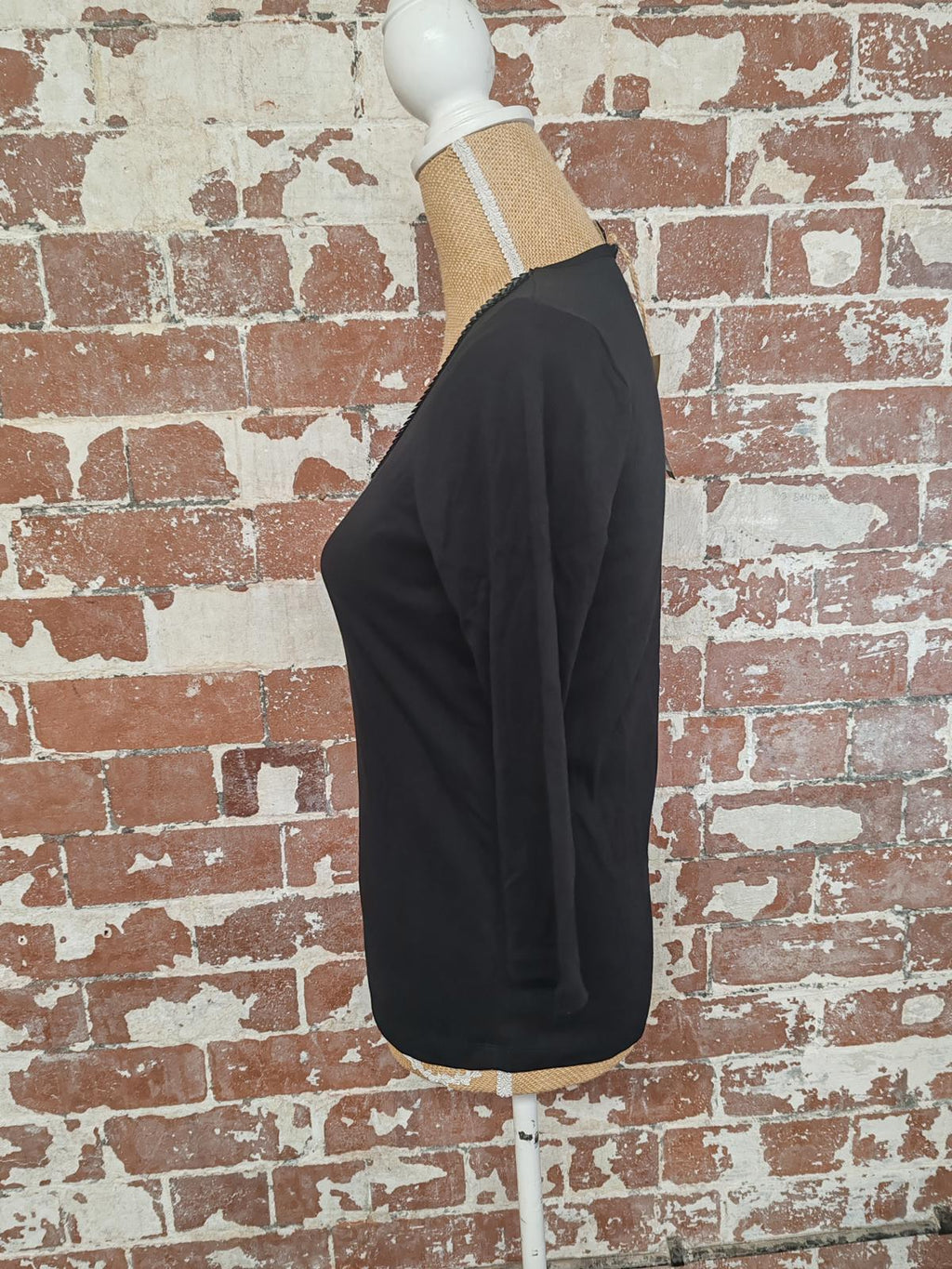 Cotton Traders | UK 12 | Black 3/4 Sleeve Tshirt | Cotton