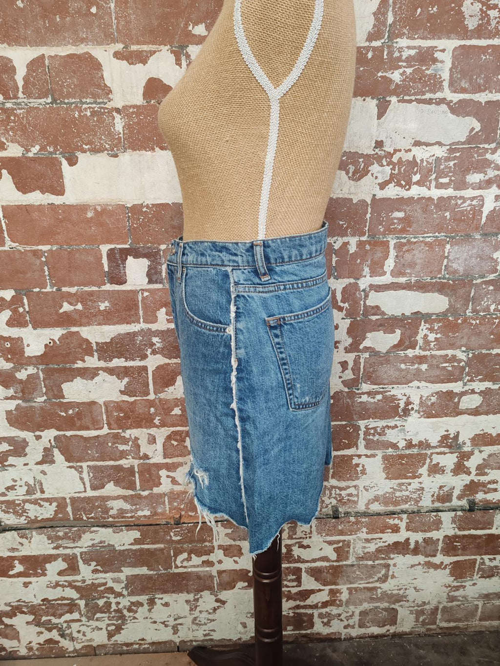 Zara | S | Distressed Denim Skirt | Cotton
