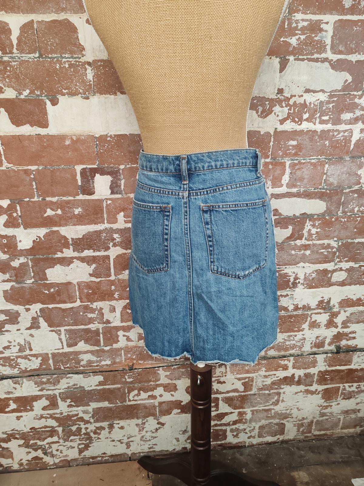 Zara | S | Distressed Denim Skirt | Cotton
