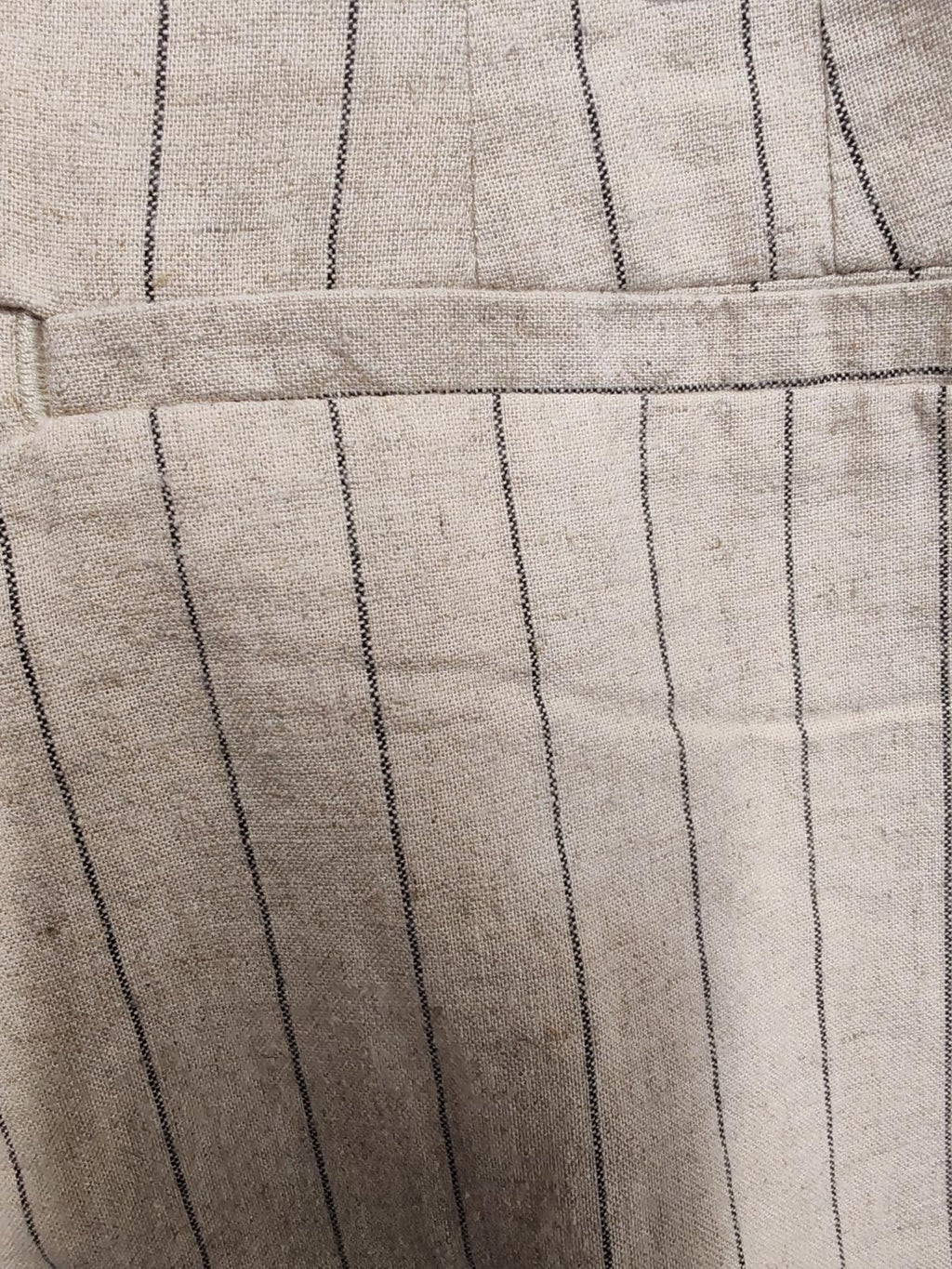 Next | UK 14R | Beige Striped Linen Trousers | Cotton & Linen