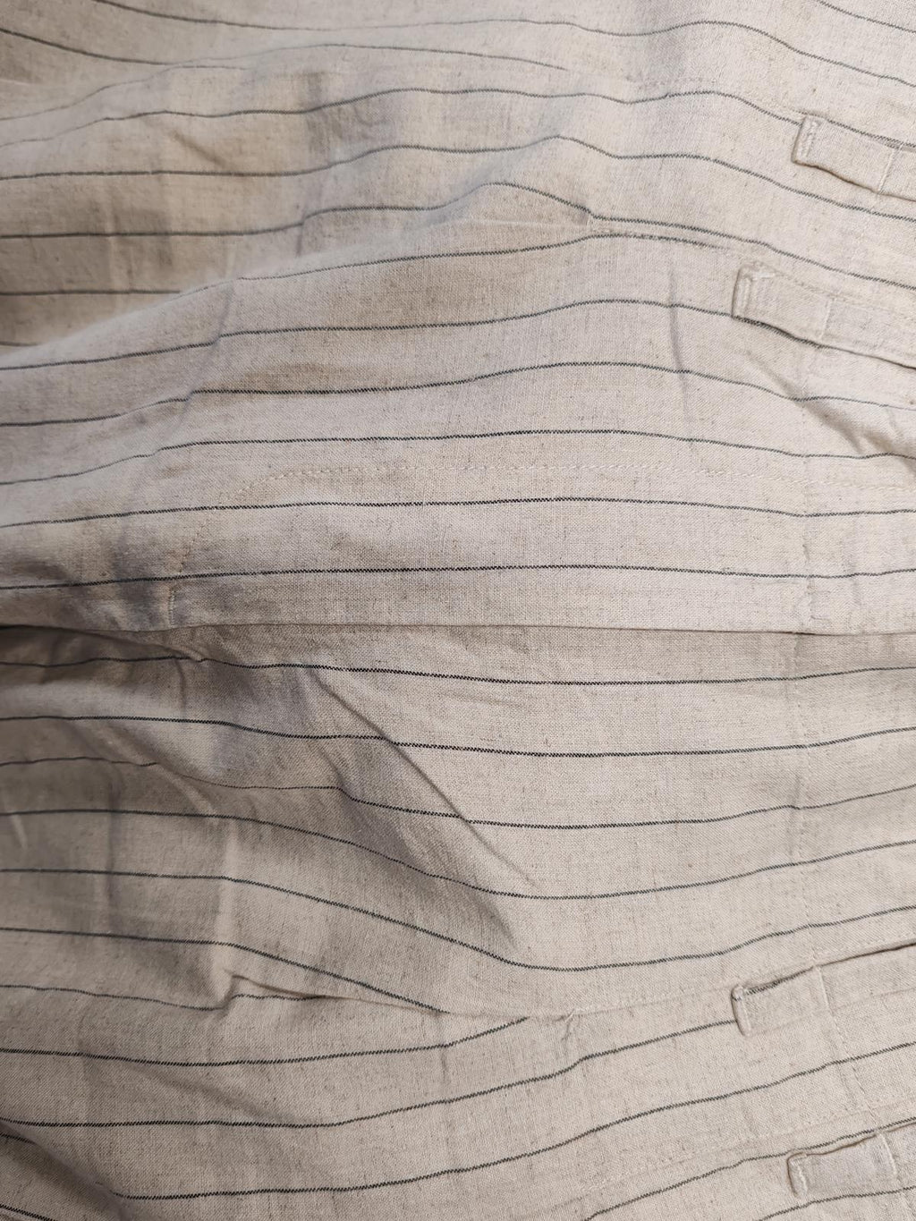 Next | UK 14R | Beige Striped Linen Trousers | Cotton & Linen