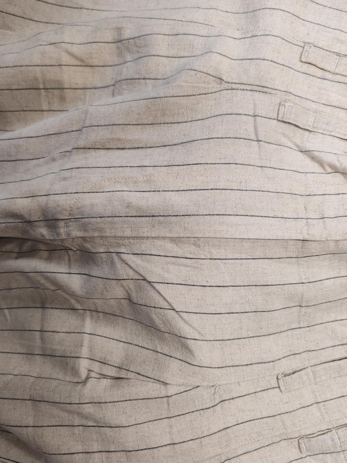 Next | UK 14R | Beige Striped Linen Trousers | Cotton & Linen