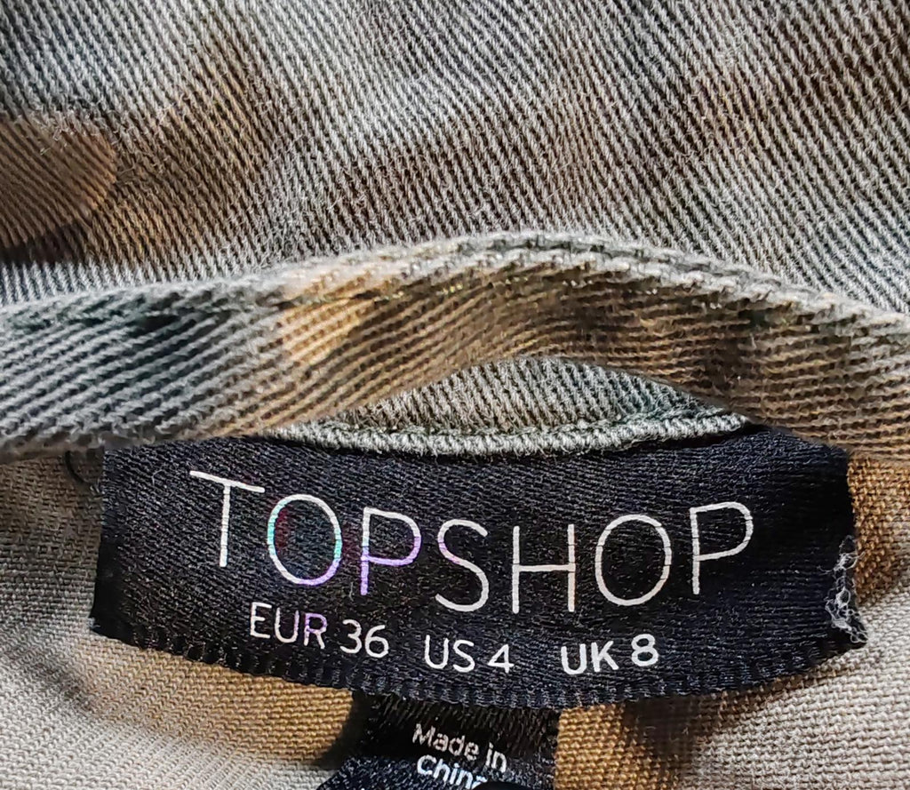Topshop | UK 8 | Camouflage Distressed Jacket | Cotton