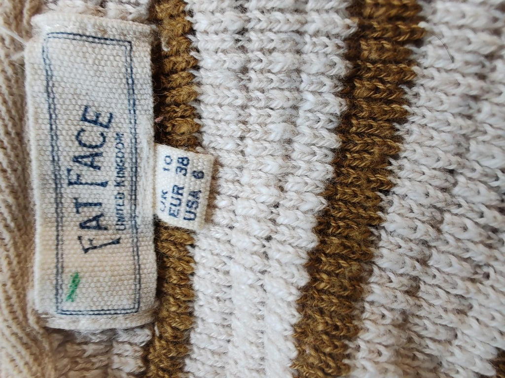 Fatface | UK 10 | Cream & Brown Jumper | Cotton