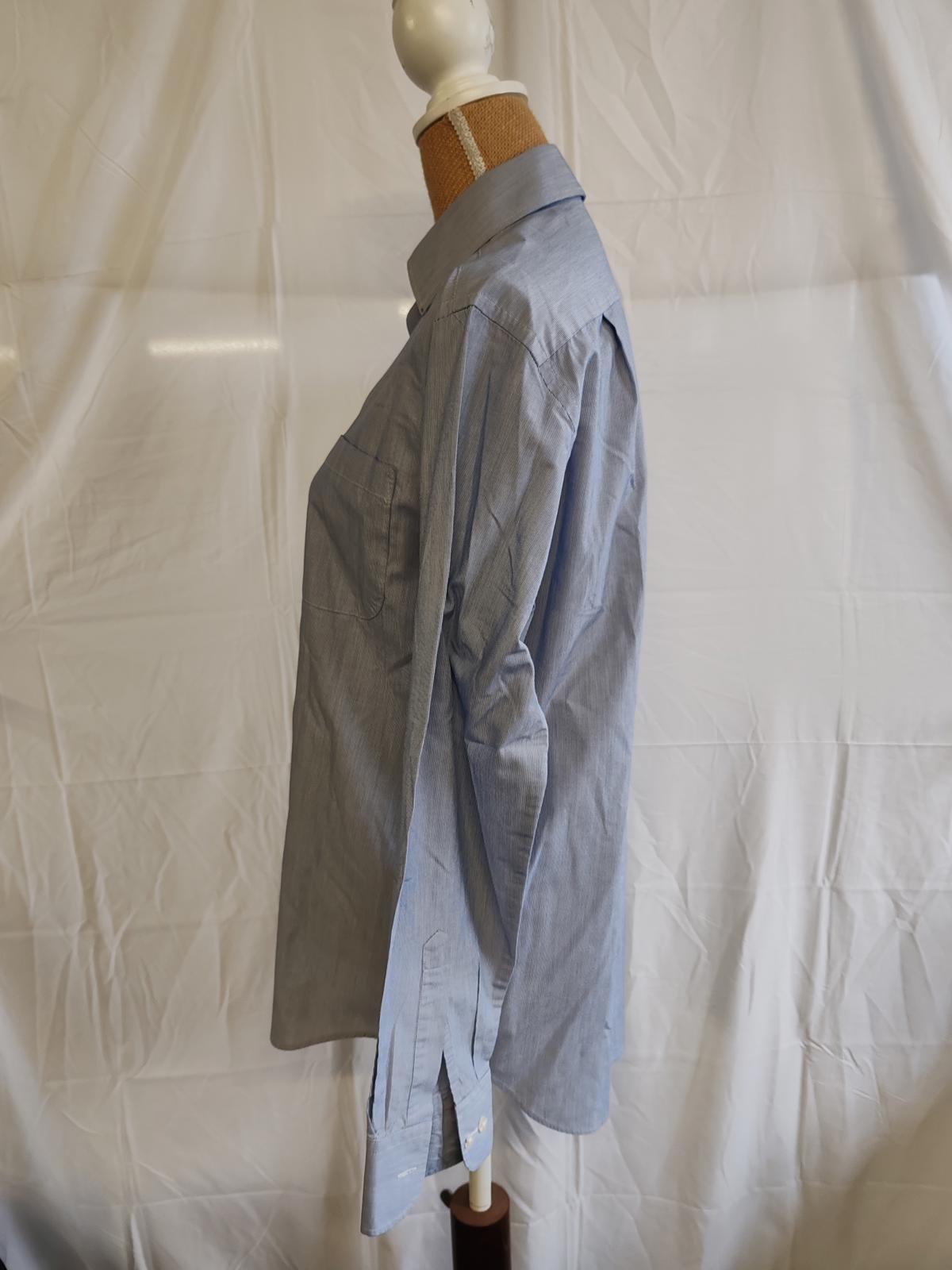 M&S | Size 14 / chest size 38" | Blue Pinstripe Shirt | Polyester