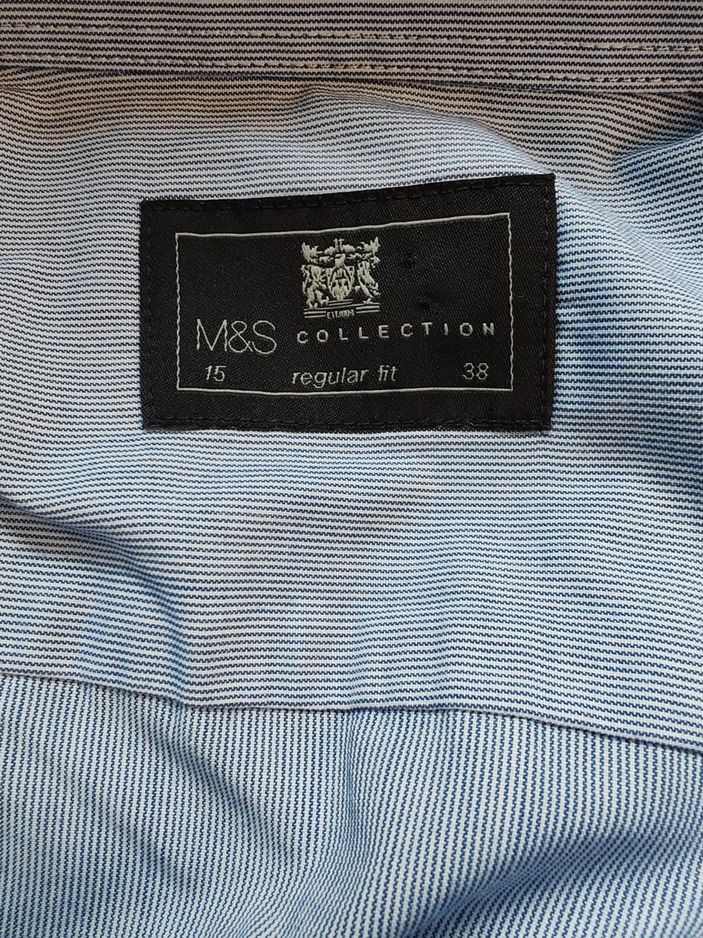 M&S | Size 14 / chest size 38" | Blue Pinstripe Shirt | Polyester