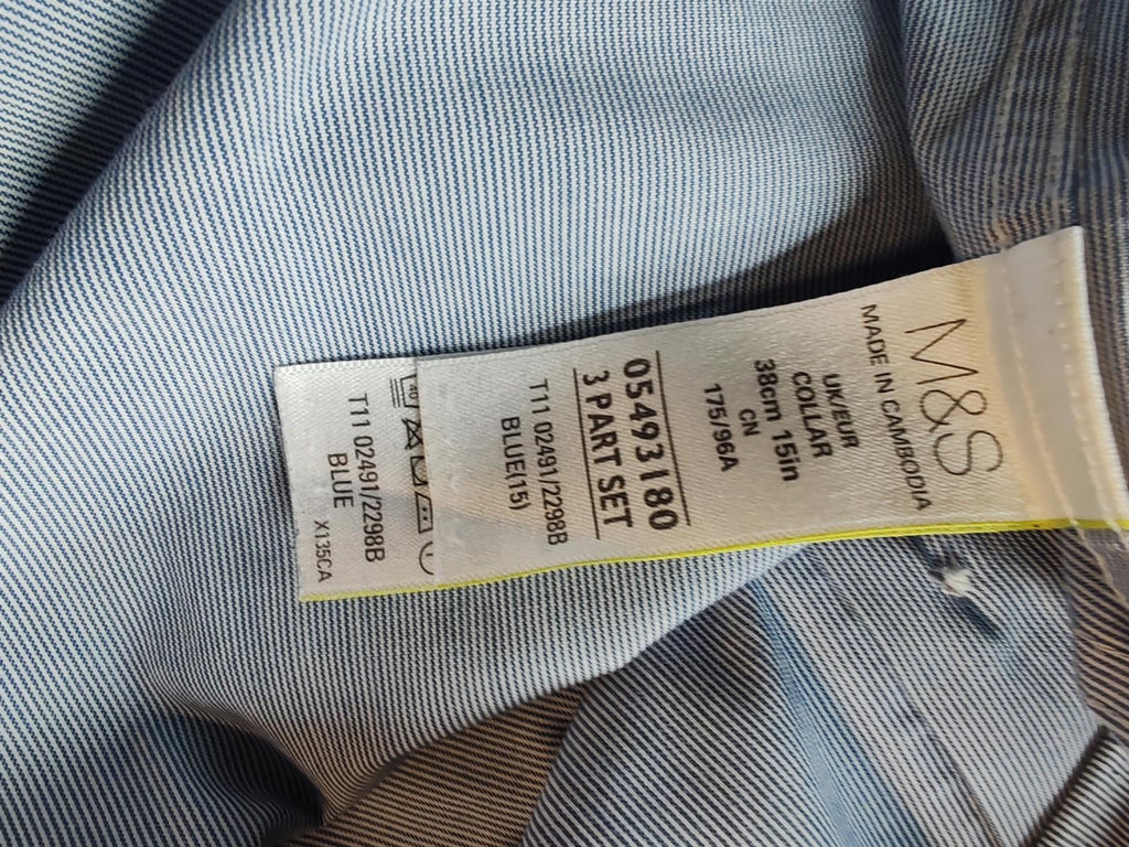 M&S | Size 14 / chest size 38" | Blue Pinstripe Shirt | Polyester