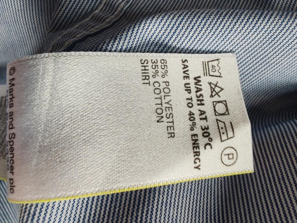M&S | Size 14 / chest size 38" | Blue Pinstripe Shirt | Polyester