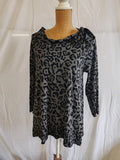 Masai | UK L | Grey Leopard Print Top | Viscose