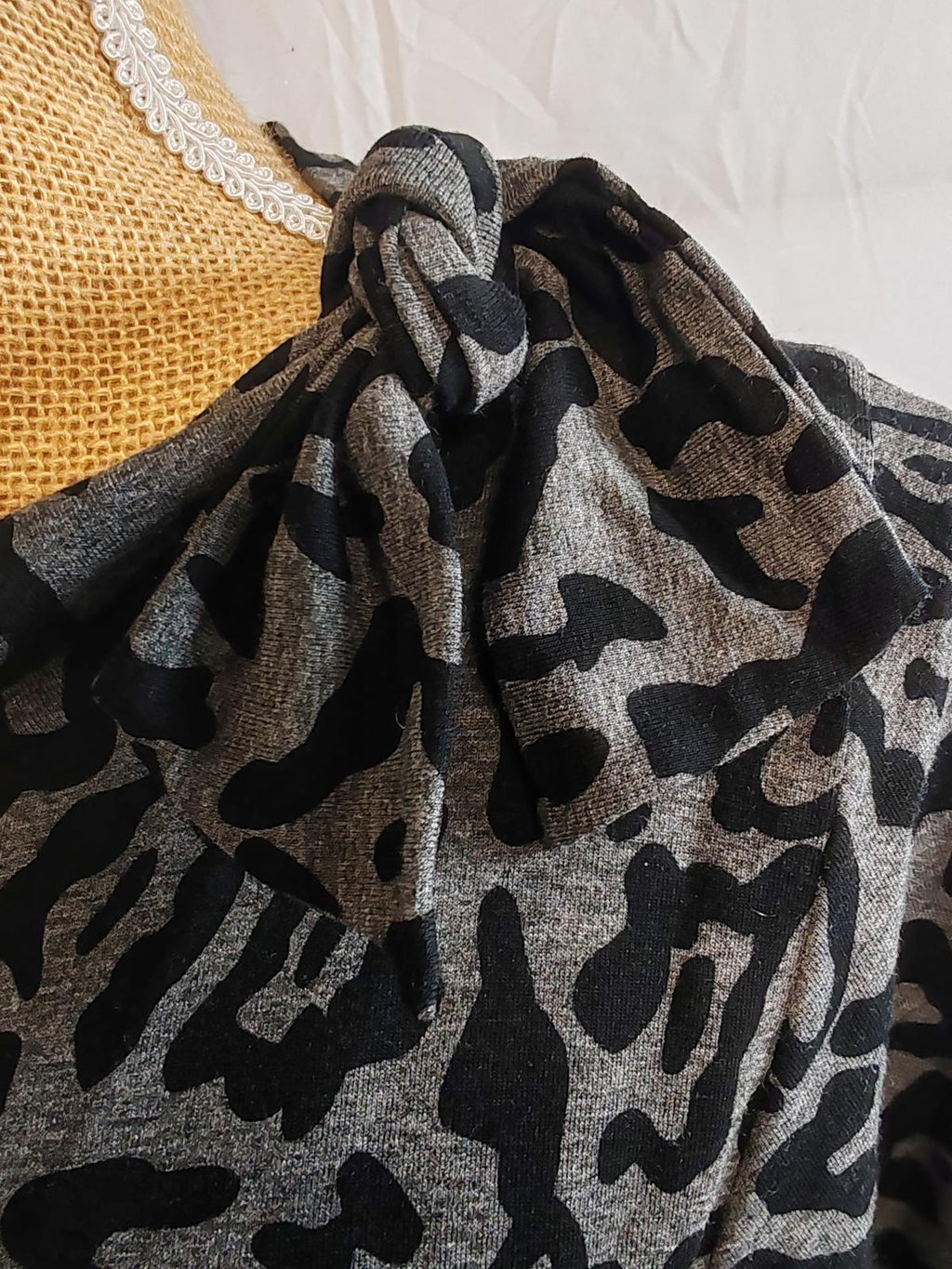 Masai | UK L | Grey Leopard Print Top | Viscose