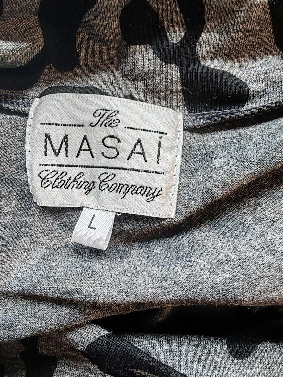 Masai | UK L | Grey Leopard Print Top | Viscose
