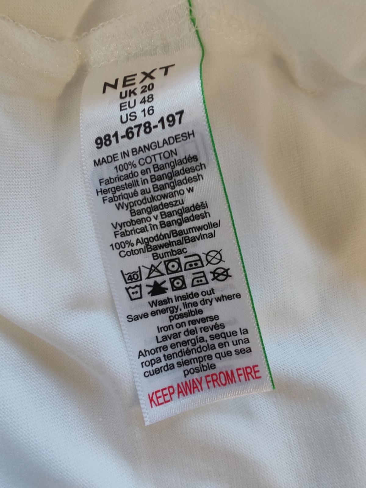 Next | UK 20 | White Cap Sleeve Tshirt | Cotton