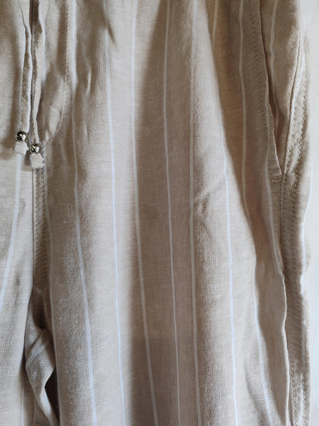 F&F | UK 12 | Beige and White loose pants | Linen blend