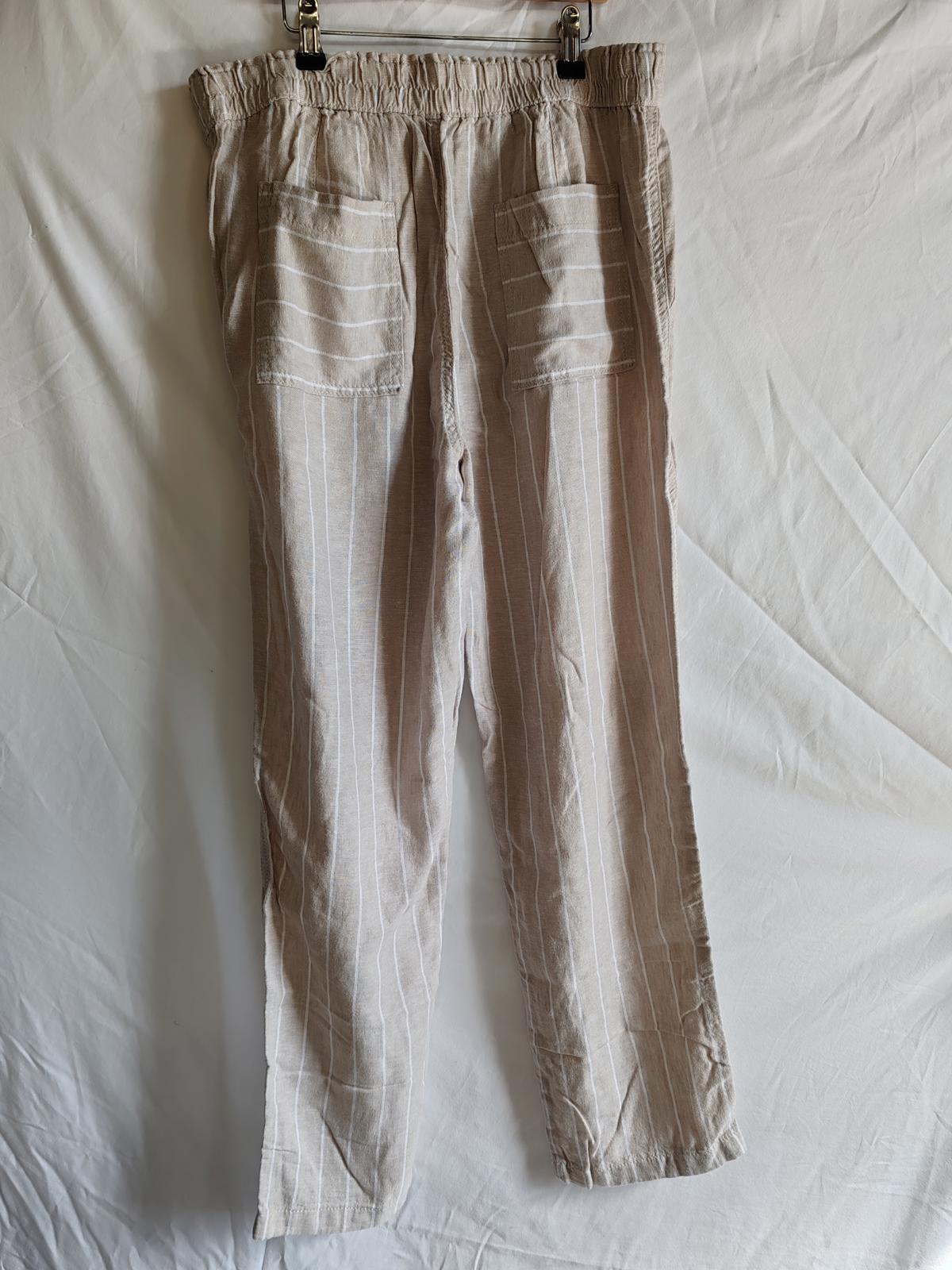 F&F | UK 12 | Beige and White loose pants | Linen blend