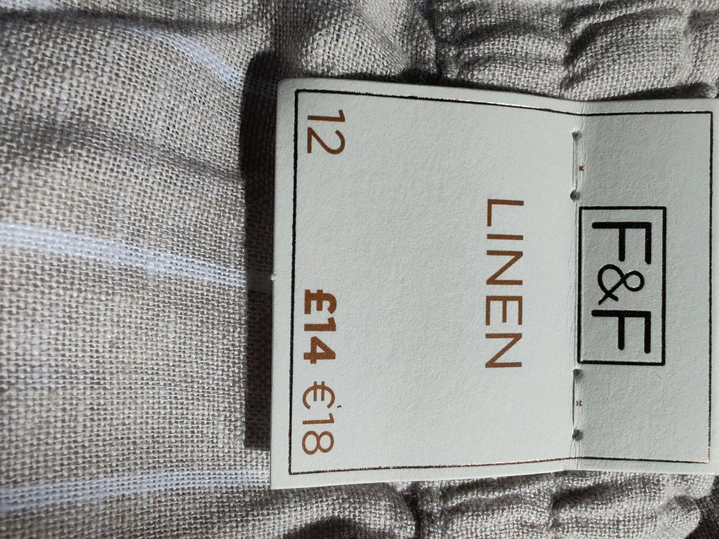F&F | UK 12 | Beige and White loose pants | Linen blend