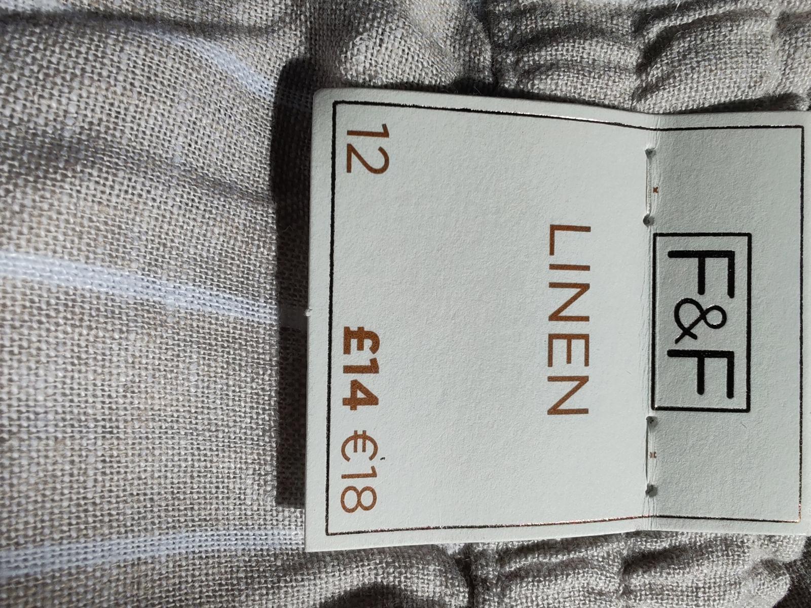 F&F | UK 12 | Beige and White loose pants | Linen blend