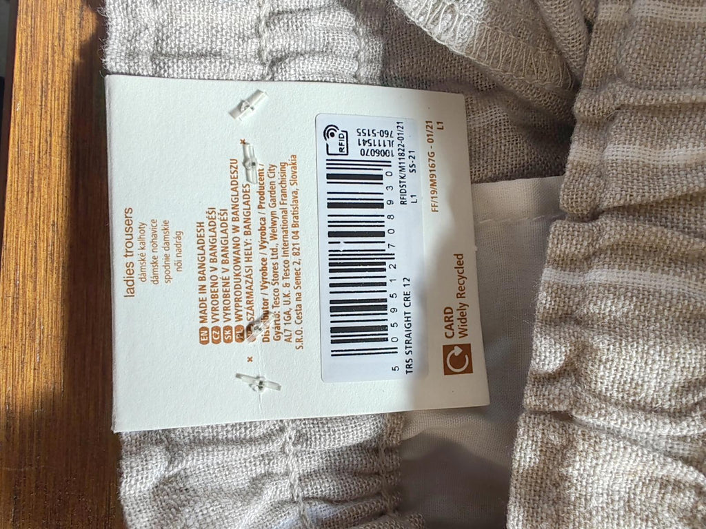 F&F | UK 12 | Beige and White loose pants | Linen blend