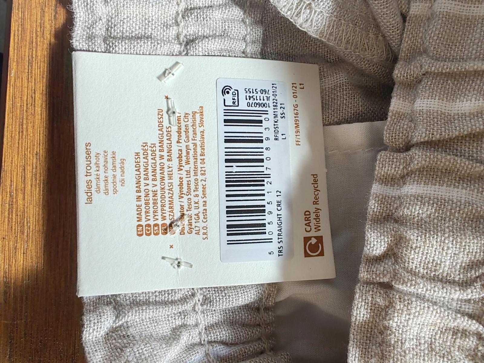 F&F | UK 12 | Beige and White loose pants | Linen blend