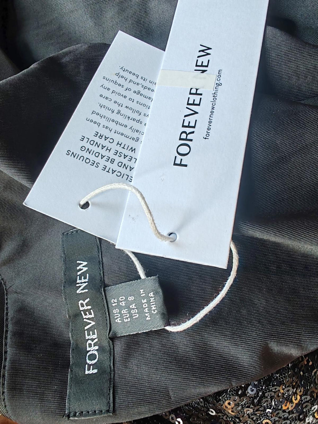 New Forever | UK 12 | Sequin Black Dress | Polyester