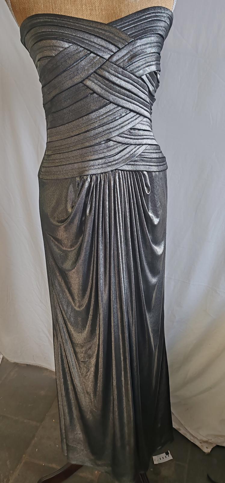 Joseph Ribkoff | UK 10 | Metallic Silver Long Dress | Polyester