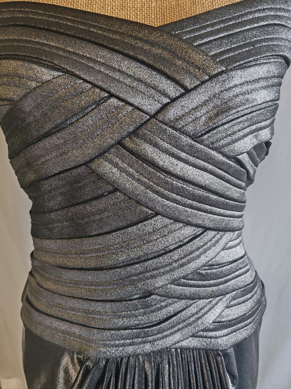 Joseph Ribkoff | UK 10 | Metallic Silver Long Dress | Polyester