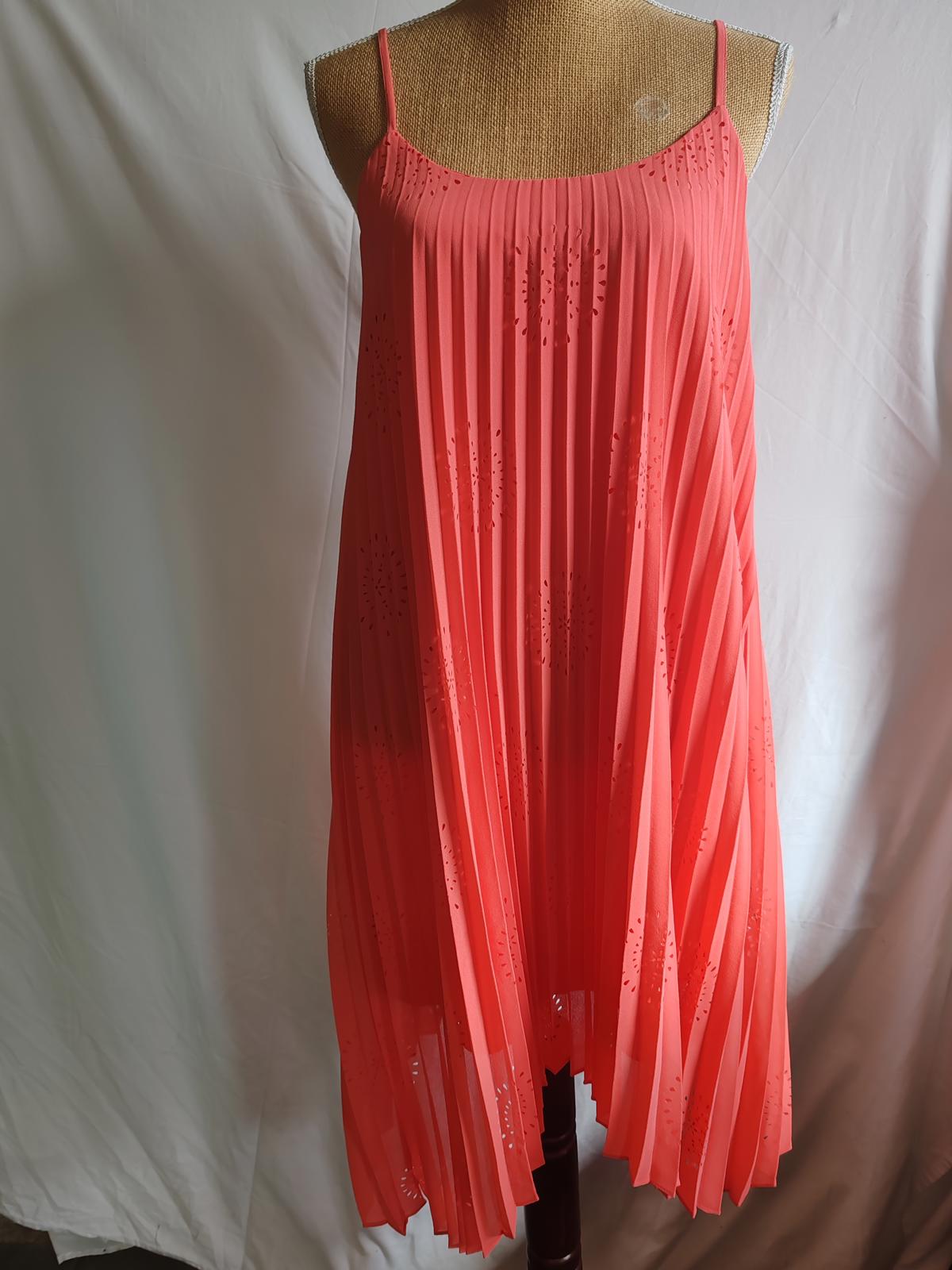 Darling | UK 10 | Coral Pleated Dress | Polyester