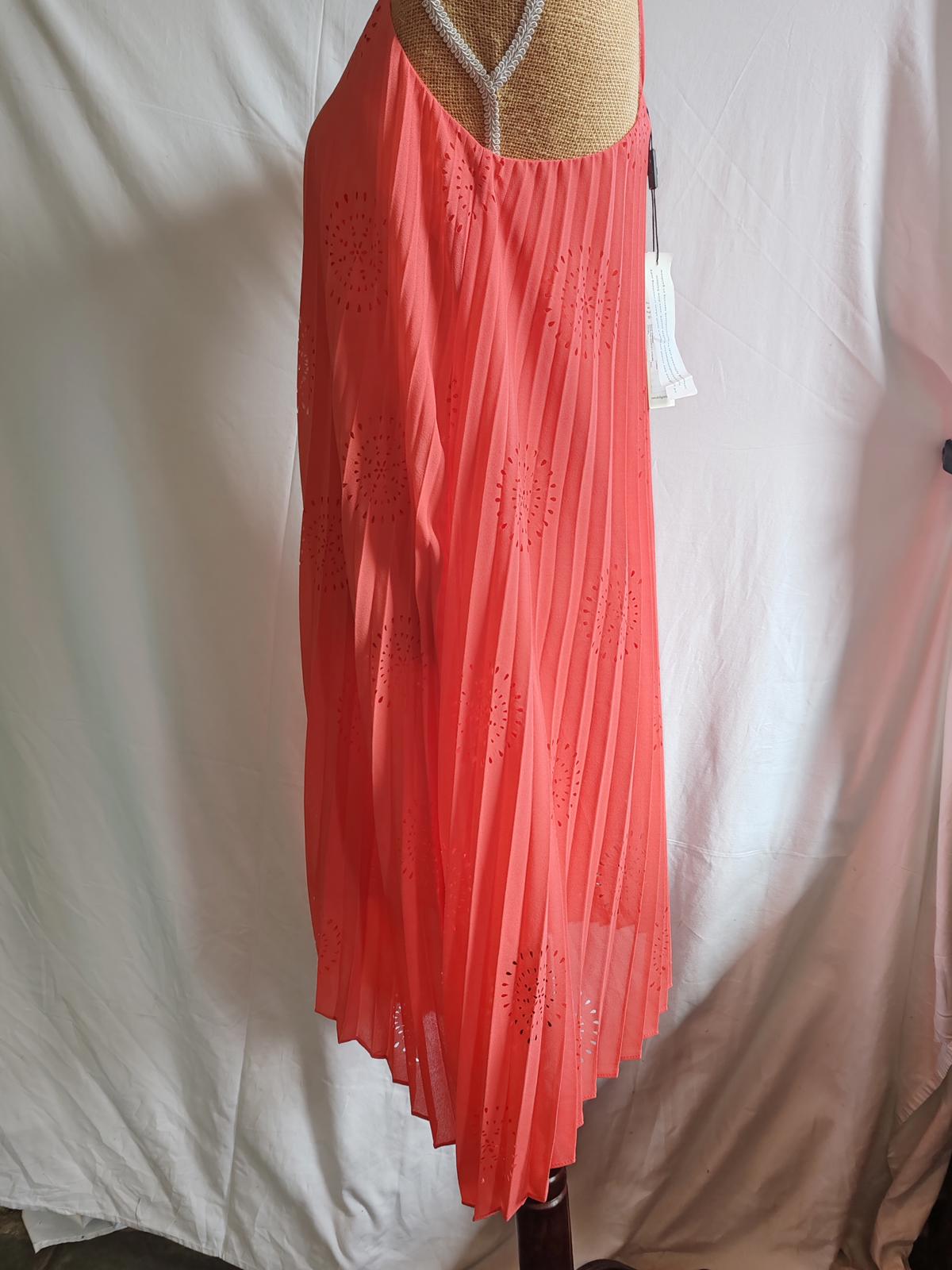 Darling | UK 10 | Coral Pleated Dress | Polyester