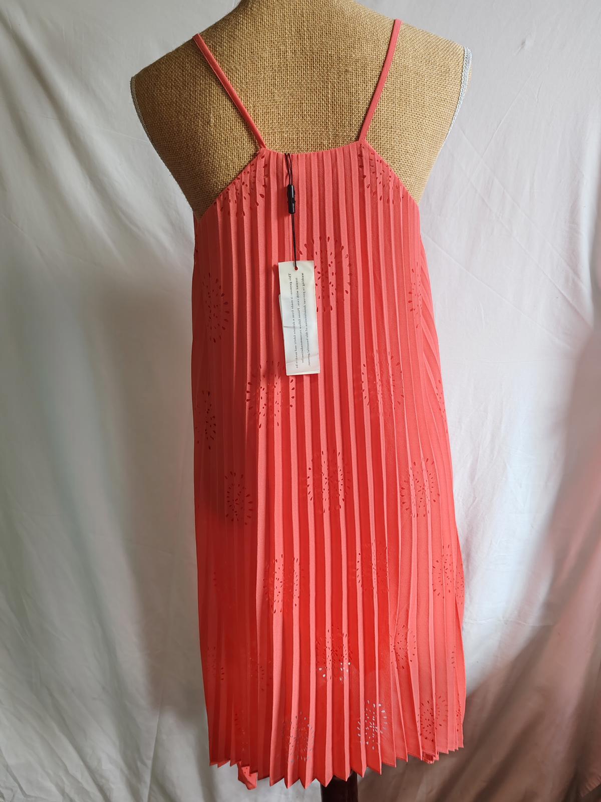 Darling | UK 10 | Coral Pleated Dress | Polyester
