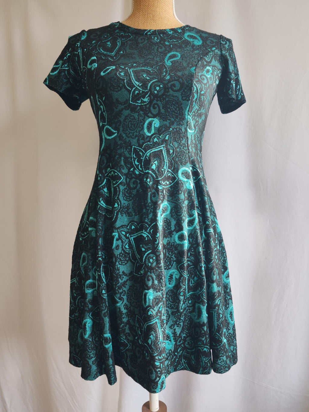 George | UK 12 | Flock Style Paisley Dress | Polyester