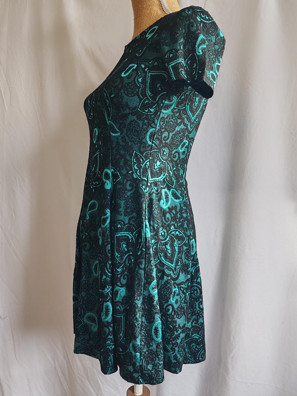 George | UK 12 | Flock Style Paisley Dress | Polyester
