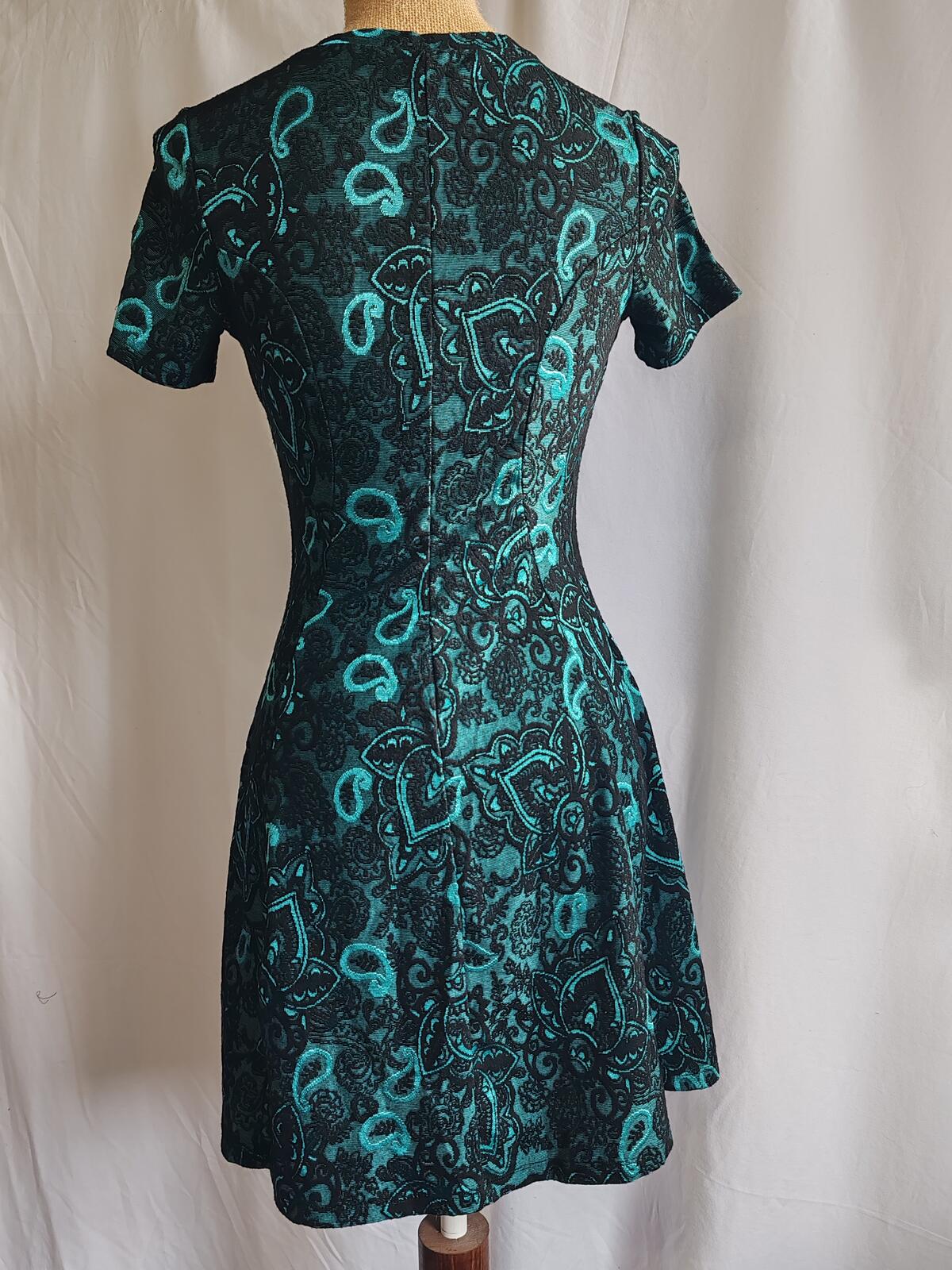 George | UK 12 | Flock Style Paisley Dress | Polyester
