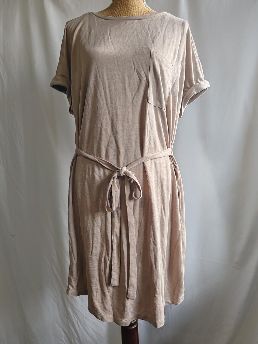 F&F | UK 18 | Pink Tshirt Dress with Tie | Modal