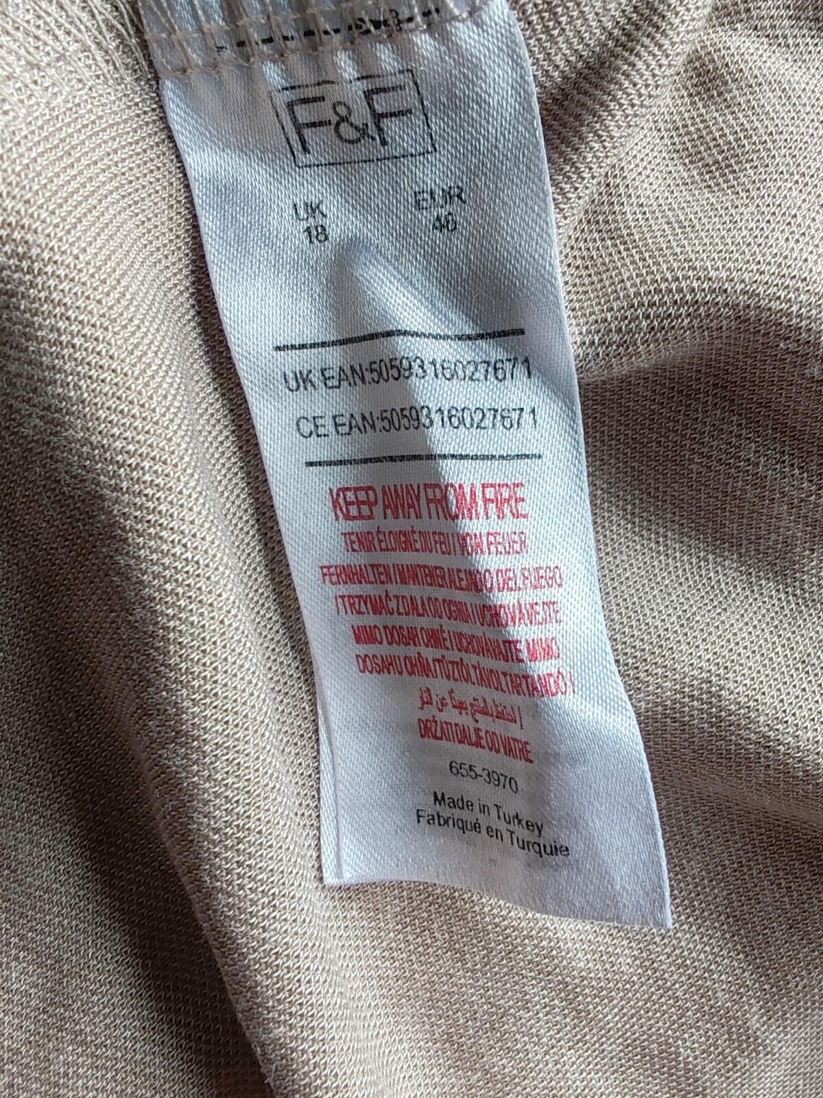 F&F | UK 18 | Pink Tshirt Dress with Tie | Modal