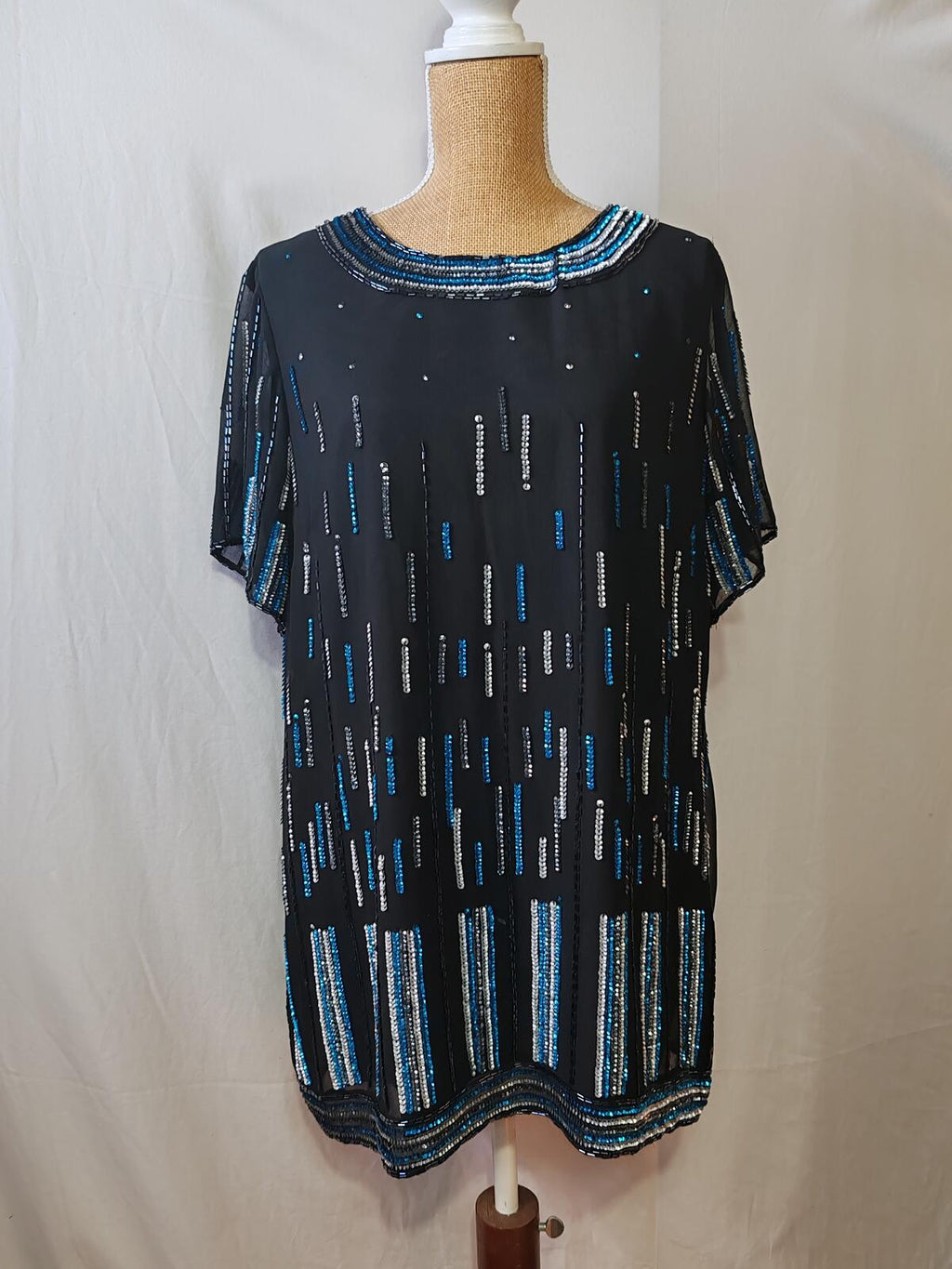 Joanna Hope | UK 20 | Black/Sliver/Blue Top | Polyester