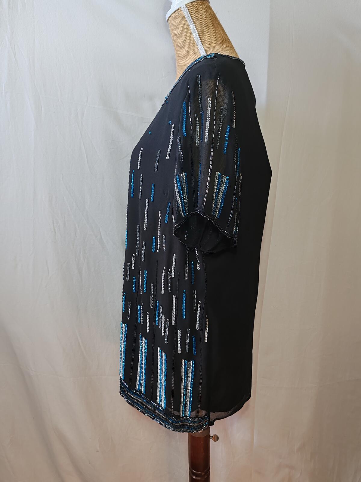 Joanna Hope | UK 20 | Black/Sliver/Blue Top | Polyester