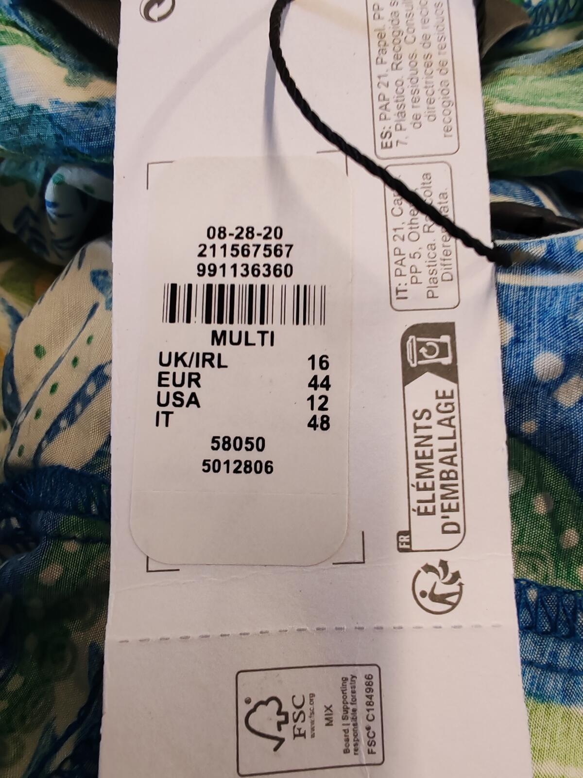Primark | UK 16 | Romper Multicoloured Printed | Viscose