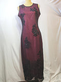 Roman Originals | UK 14 | Black & Burgundy Mesh Evening Dress | Polyester