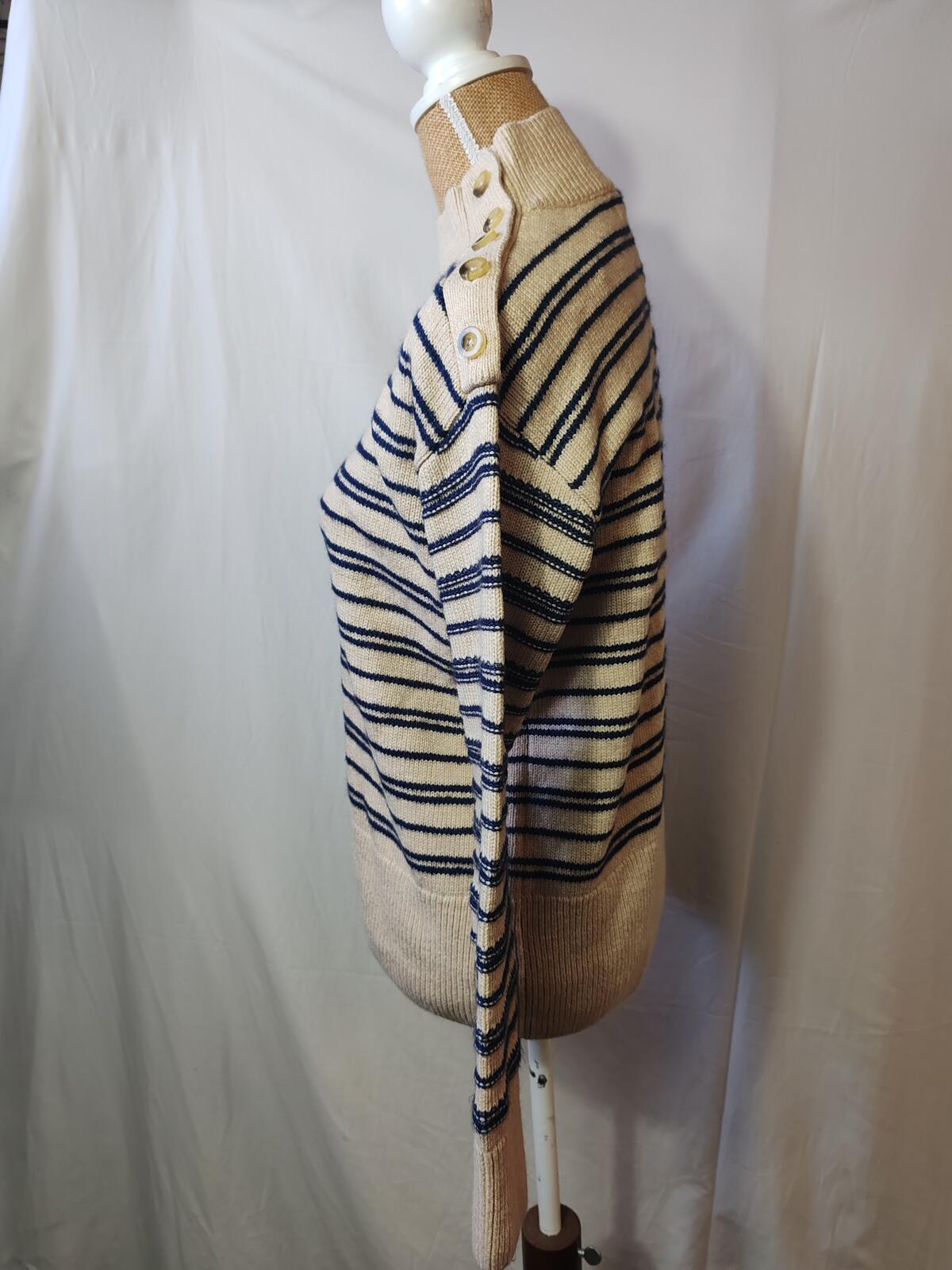 White Stuff | UK 8 | Beige & Navy Stripped Jumper | Cotton