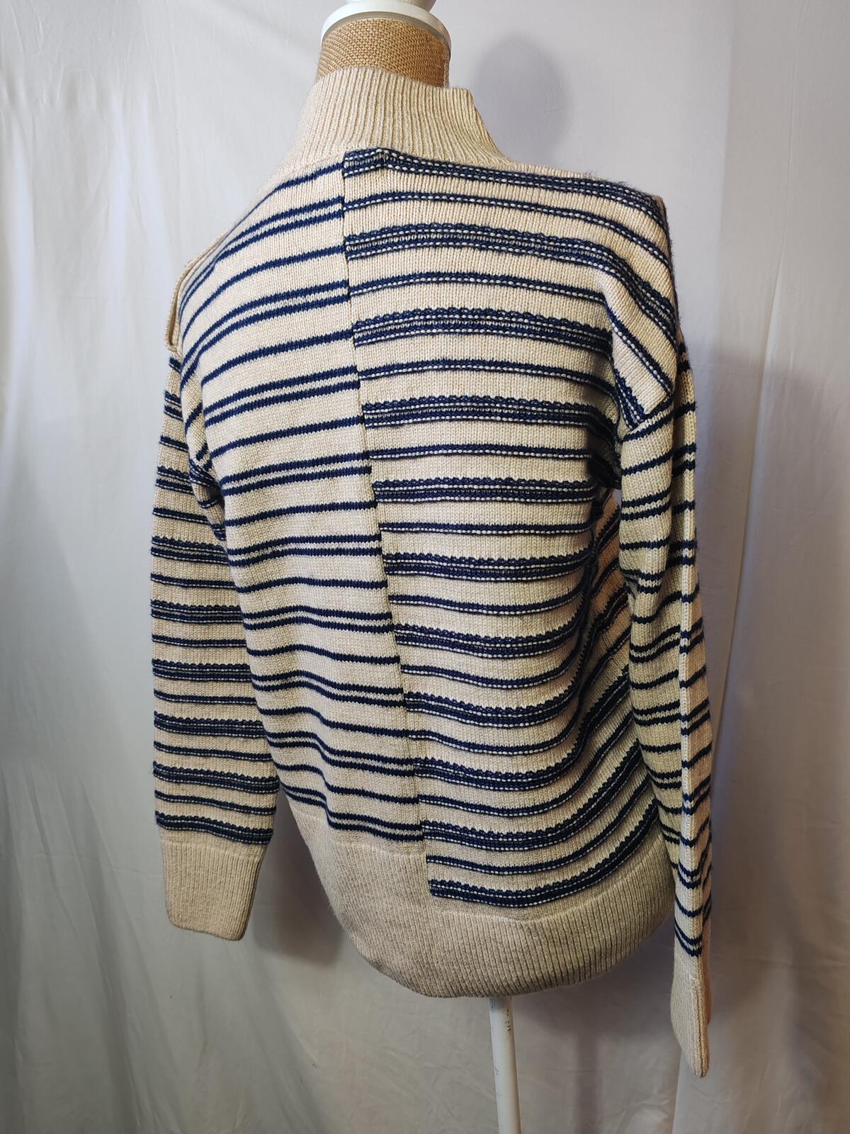 White Stuff | UK 8 | Beige & Navy Stripped Jumper | Cotton
